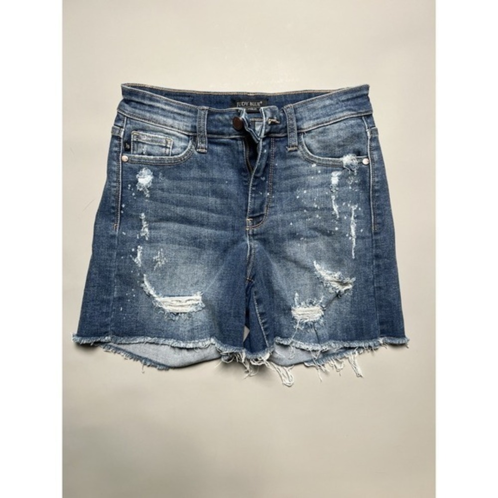 Judy Blue Los Angeles Mid Rise‎ Distressed Denim Cut Off Shorts Women's S